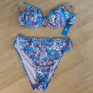 Floral bikini. High cut, high waisted. Brand new with tags. Never worn